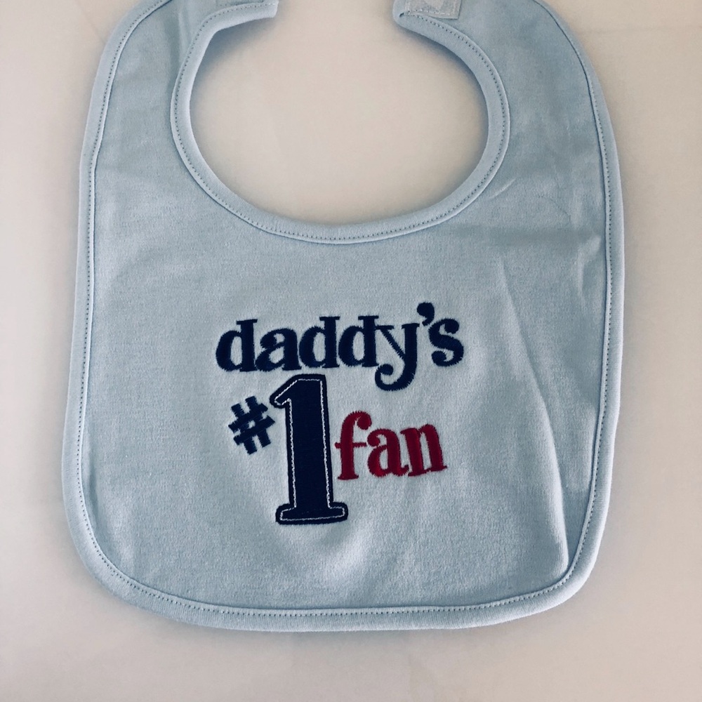 Blue Baby Bib with Embroidered Text